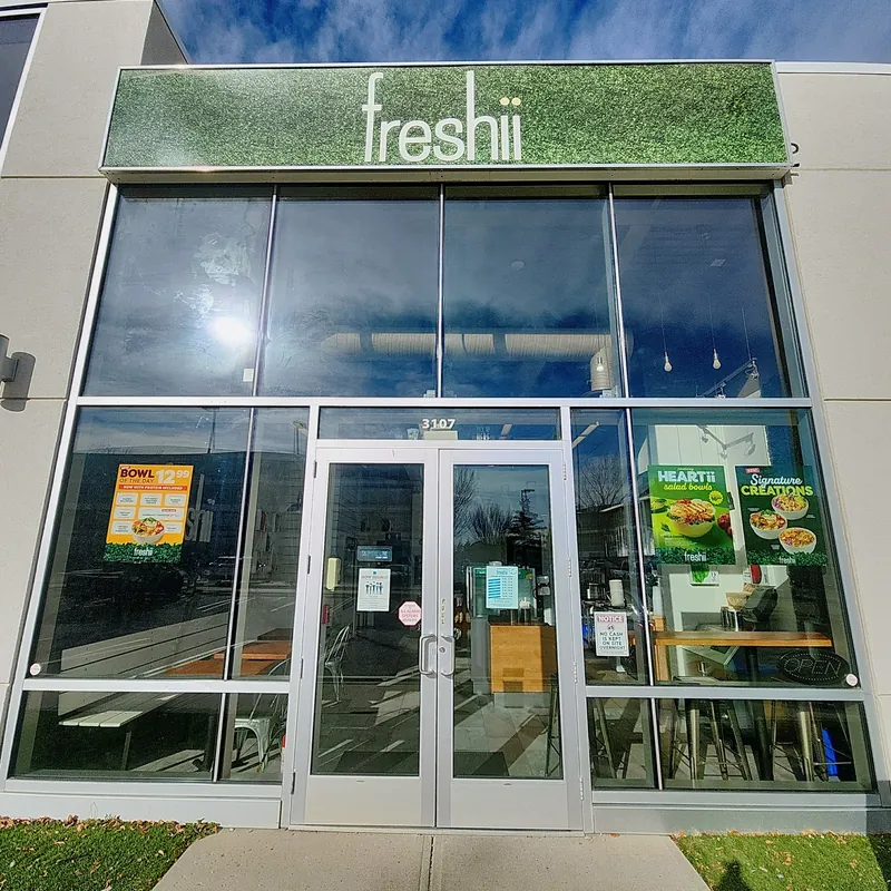Freshii Sundance storefront at Unit 3107 in Sunpark Plaza, SE Calgary.